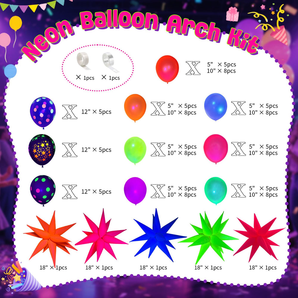 GYIPFIPA 10in neon balloons add bold color for UV glow parties