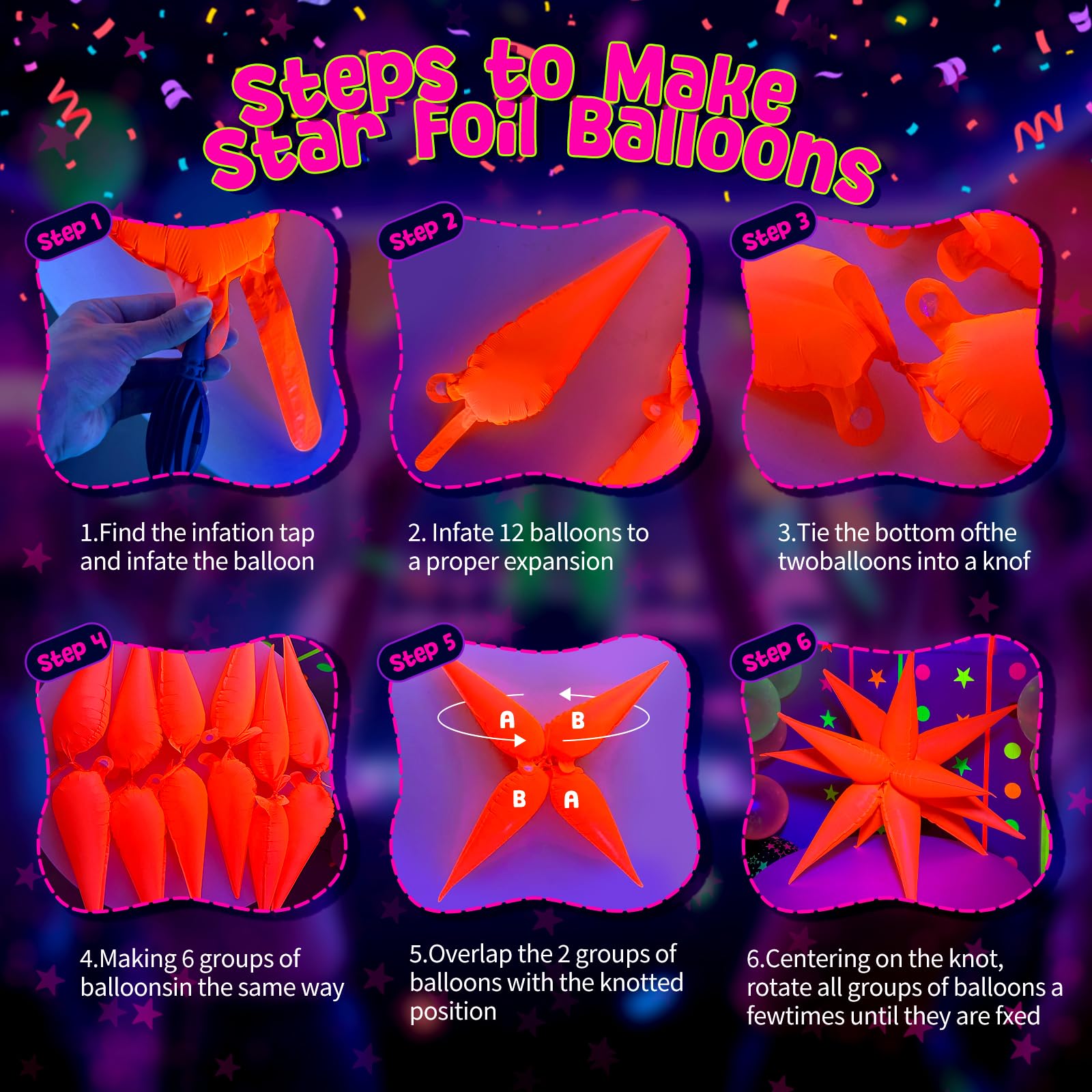 GYIPFIPA 12in glow balloons brighten tables with UV illumination