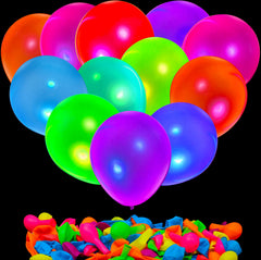 GYIPFIPA 60-piece UV neon balloons glow under blacklight for vibrant parties