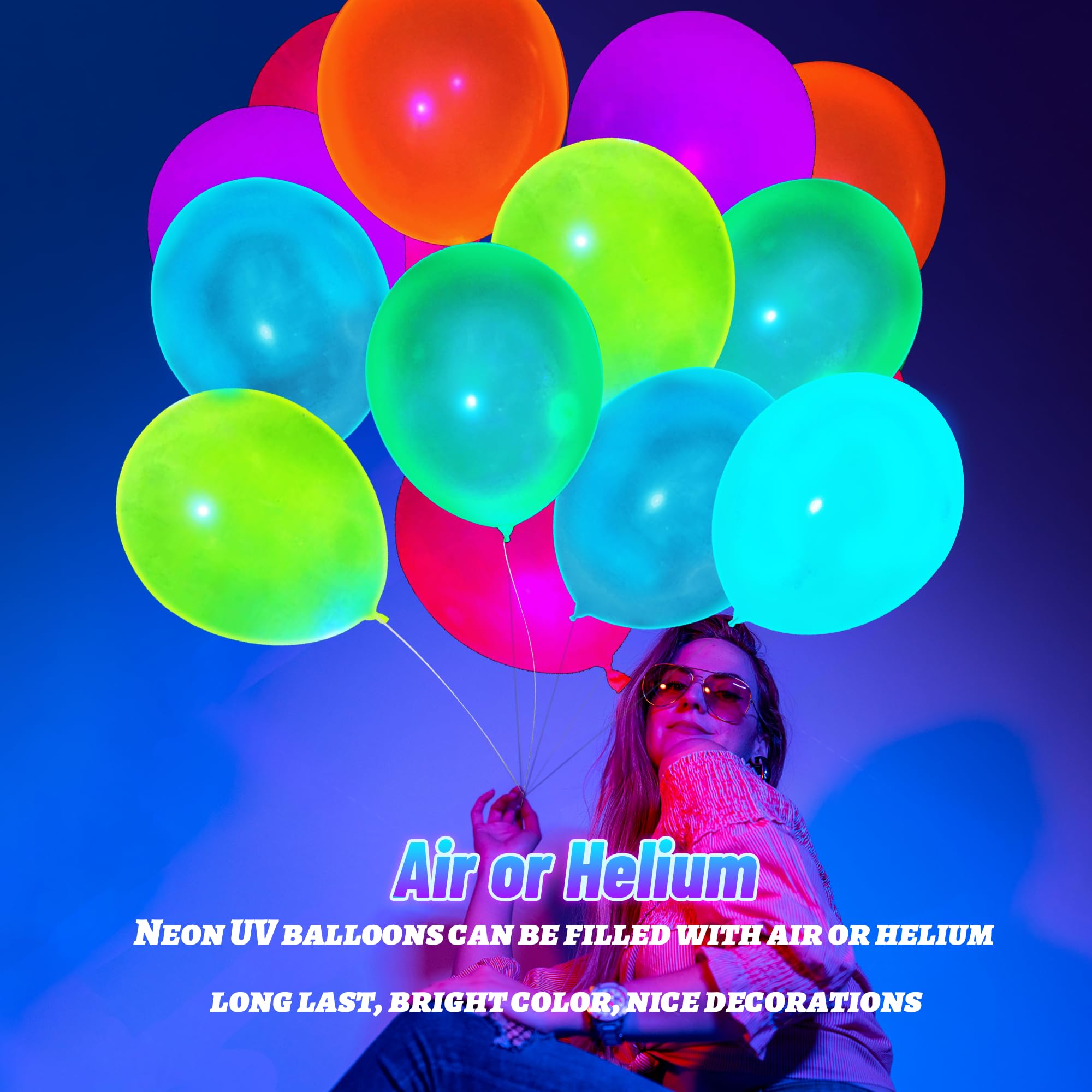 GYIPFIPA multicolor neon balloons offer versatile color options for themed events.