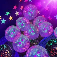 GYIPFIPA neon balloons glow under violet light for striking visuals