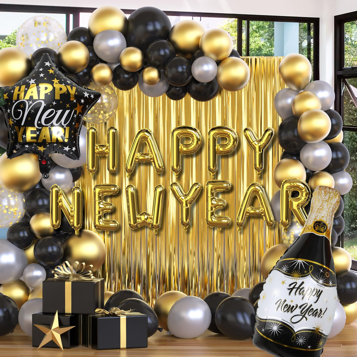 GYIPFIPA new year champagne bottle foil balloon adds a festive centerpiece