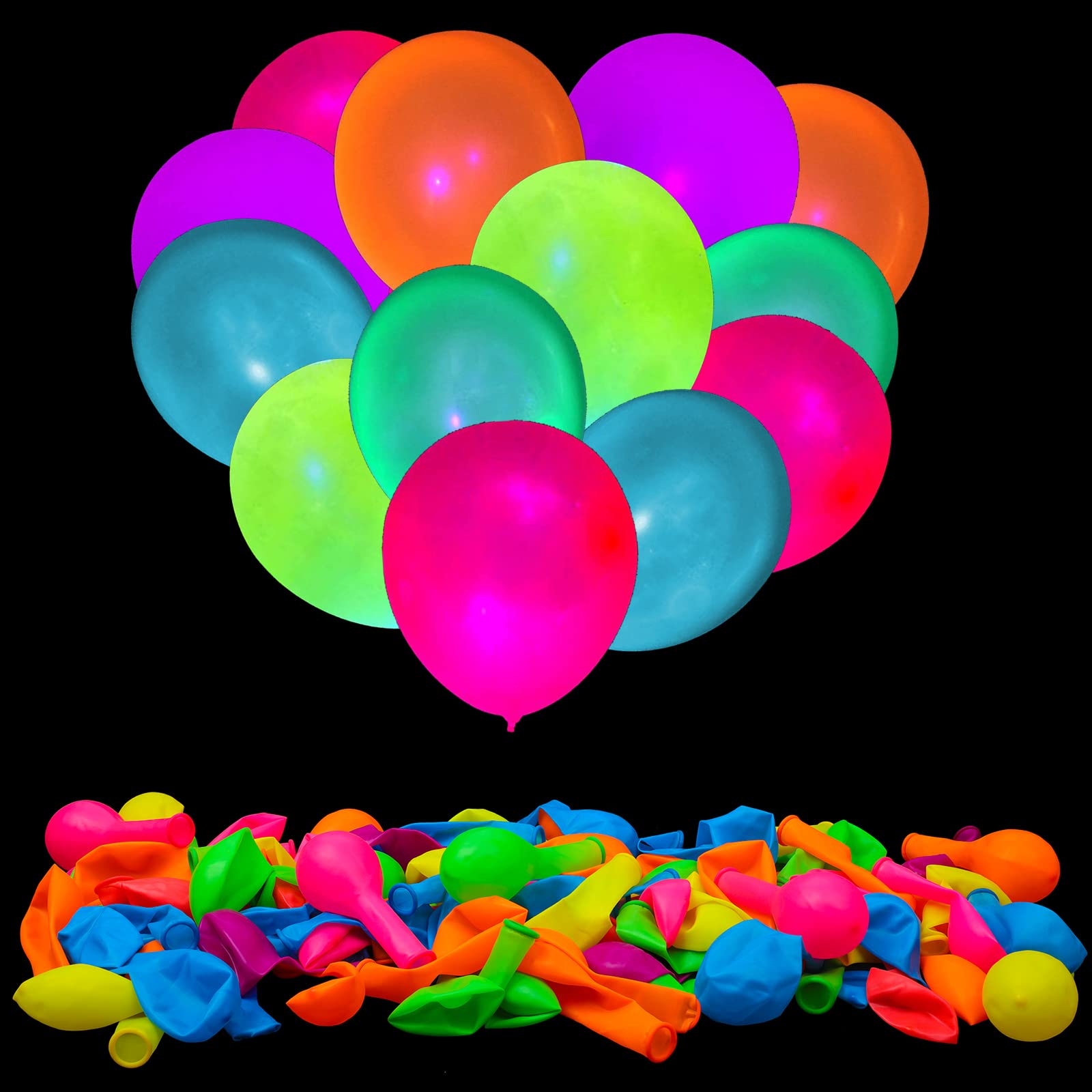 GYIPFIPA UV neon balloons glow under black light for striking party decor