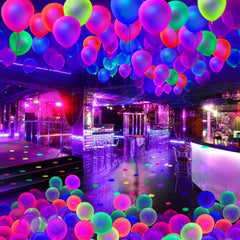 GYIPFIPA neon balloons used as wall decor for glow themes