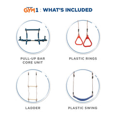 Gym1 grip rings enabling versatile hand and arm training for all ages.