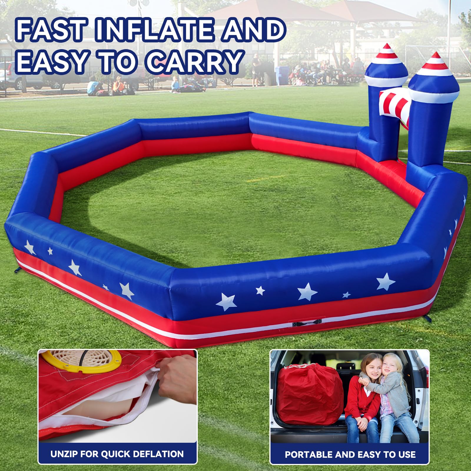GYMMALL Gaga Ball Pit sandbags anchoring on ground