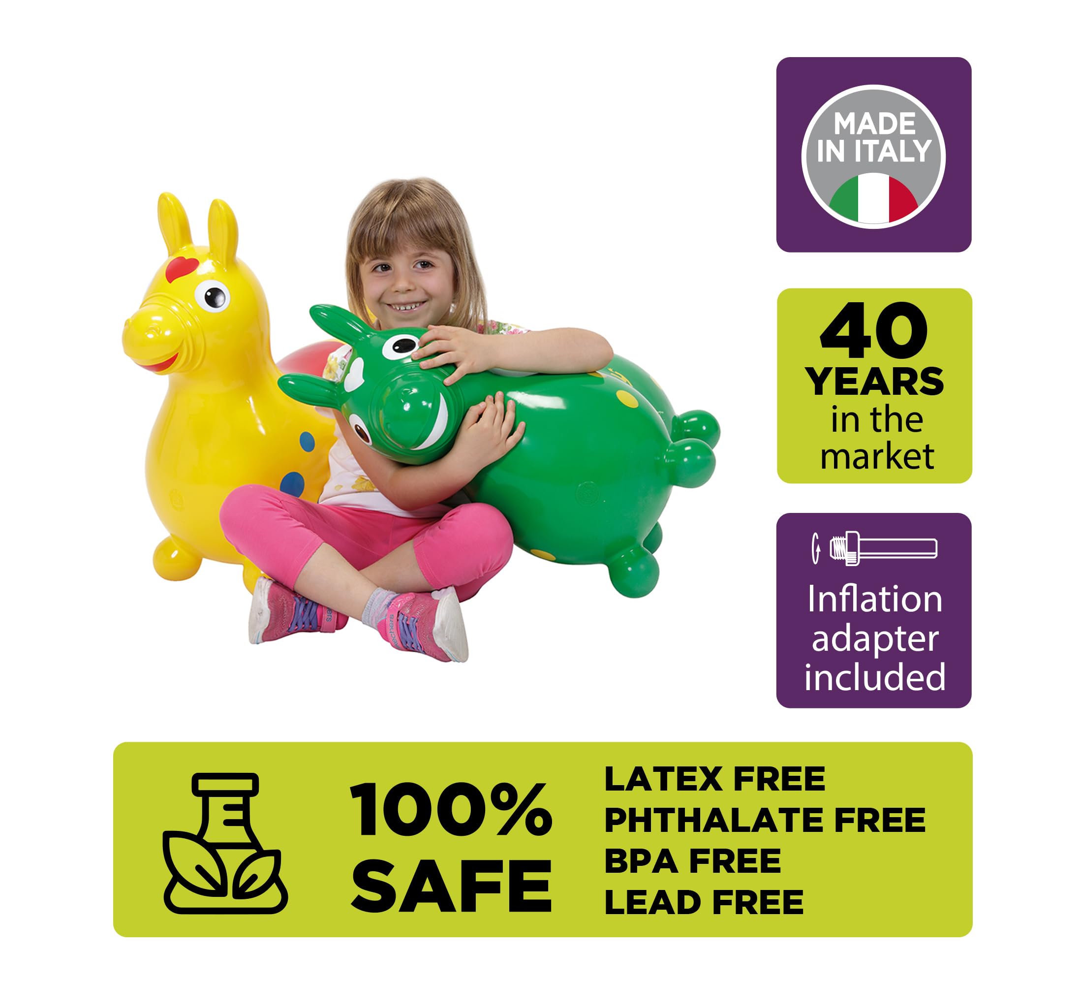 GYMNIC Rody Bounce Horse Green, rear view, durable and kid-friendly design
