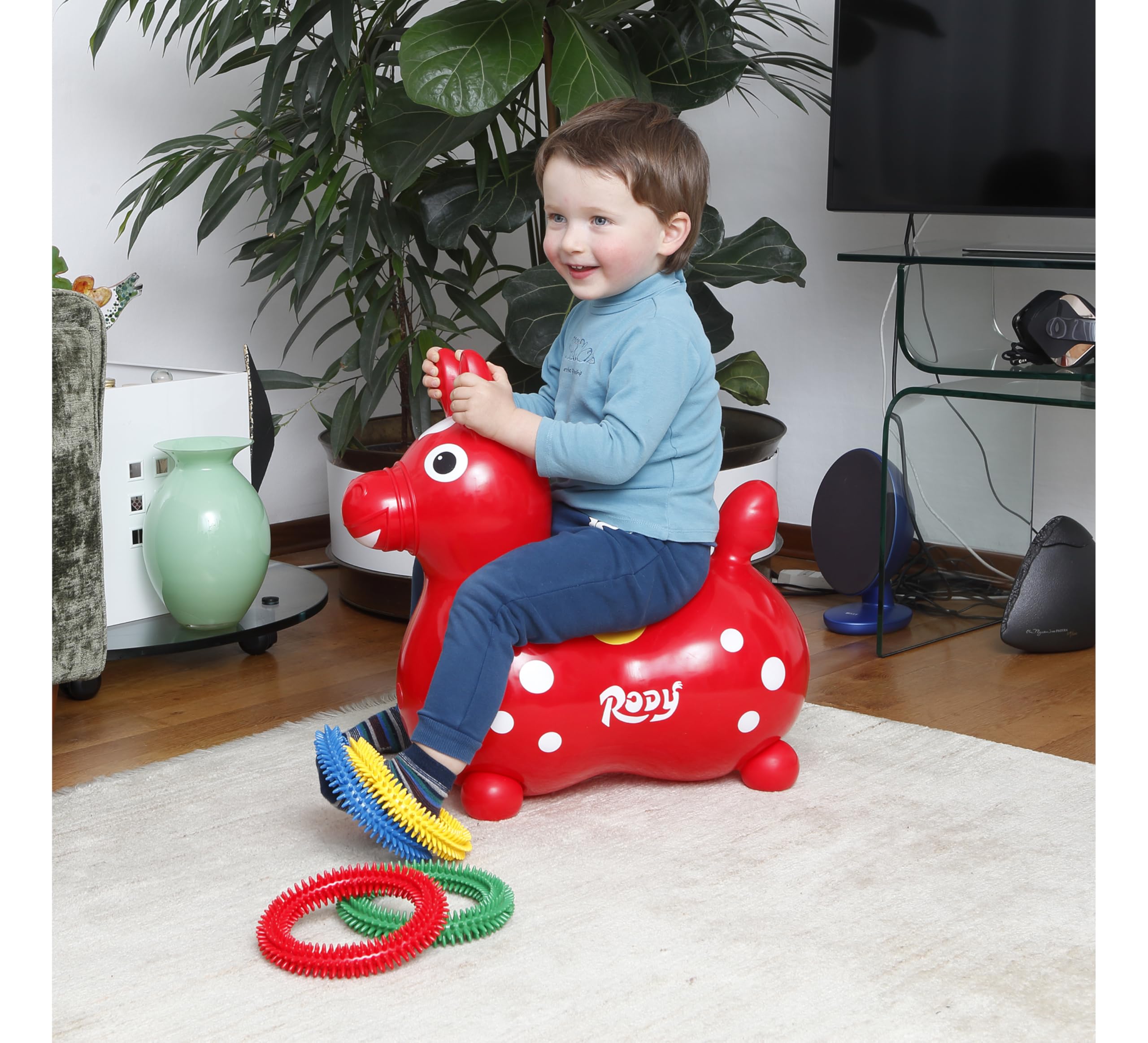 GYMNIC Rody Bounce Horse Green, with pump, easy inflation setup