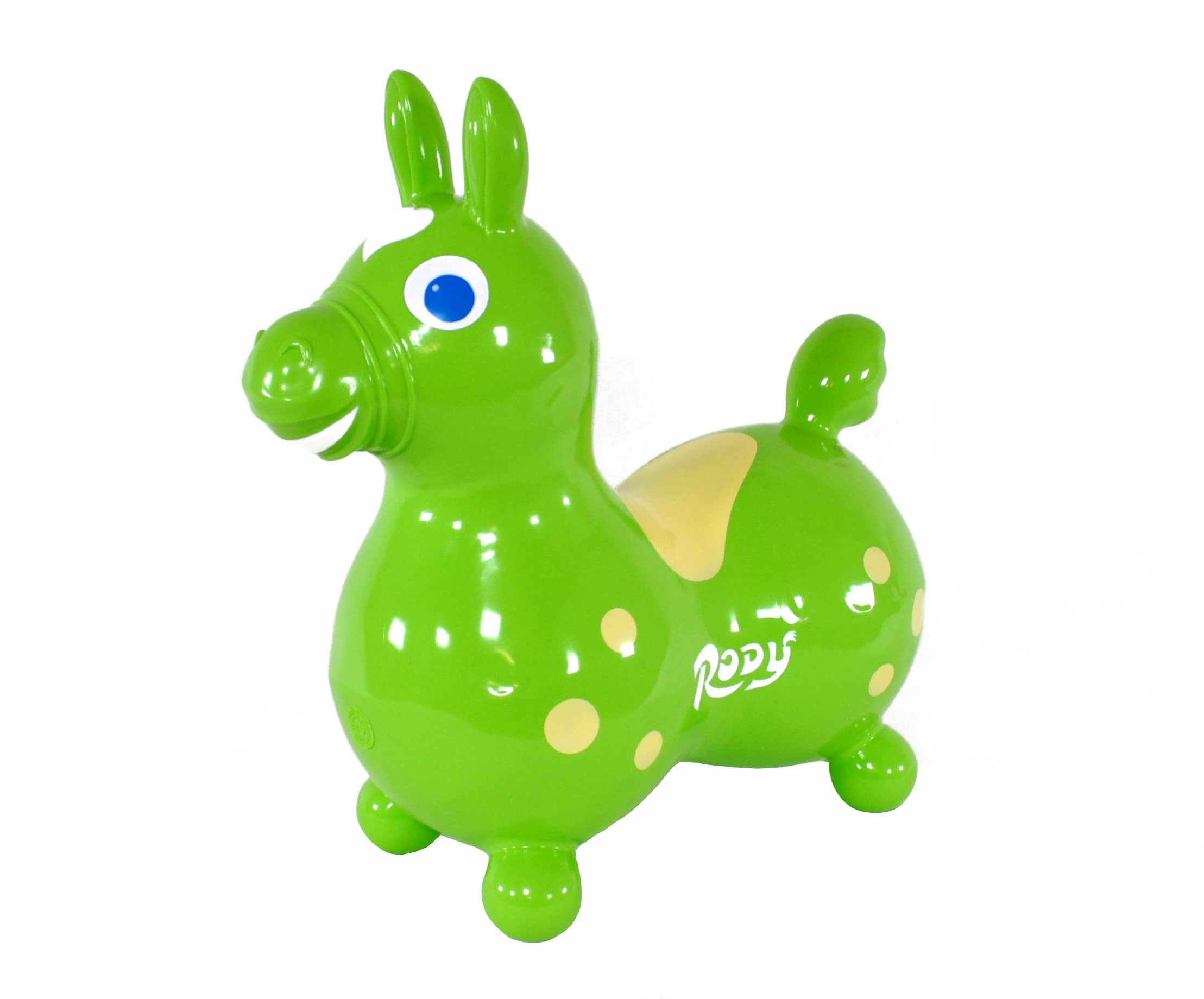 GYMNIC RODY bounce horse lime green encourages active play and gentle balance development.