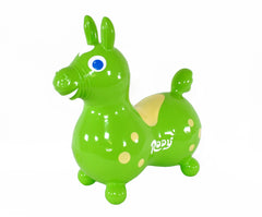 GYMNIC RODY bounce horse lime green encourages active play and gentle balance development.