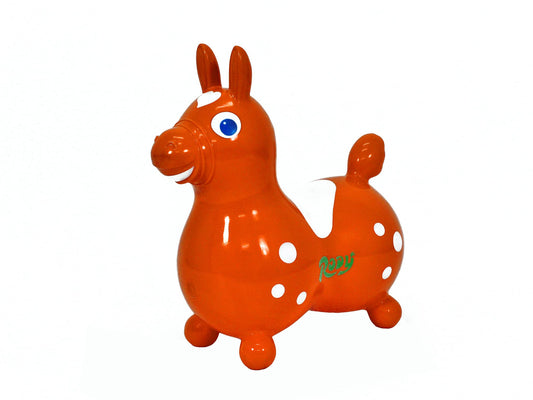 GYMNIC Rody Bounce Horse Orange front view promotes playful balance and gross motor engagement