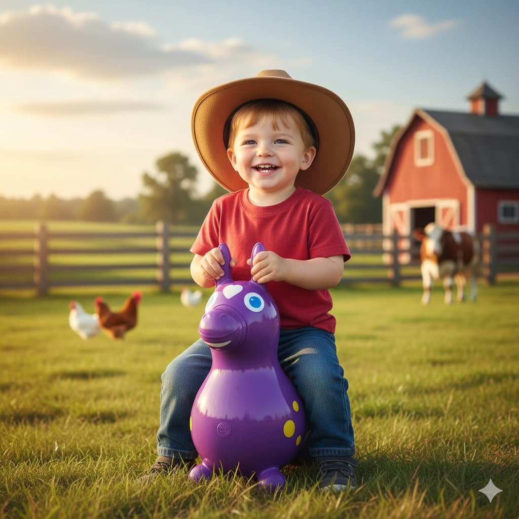 Gymnic Rody Bounce Horse Purple saddle area showcases safe, balanced riding