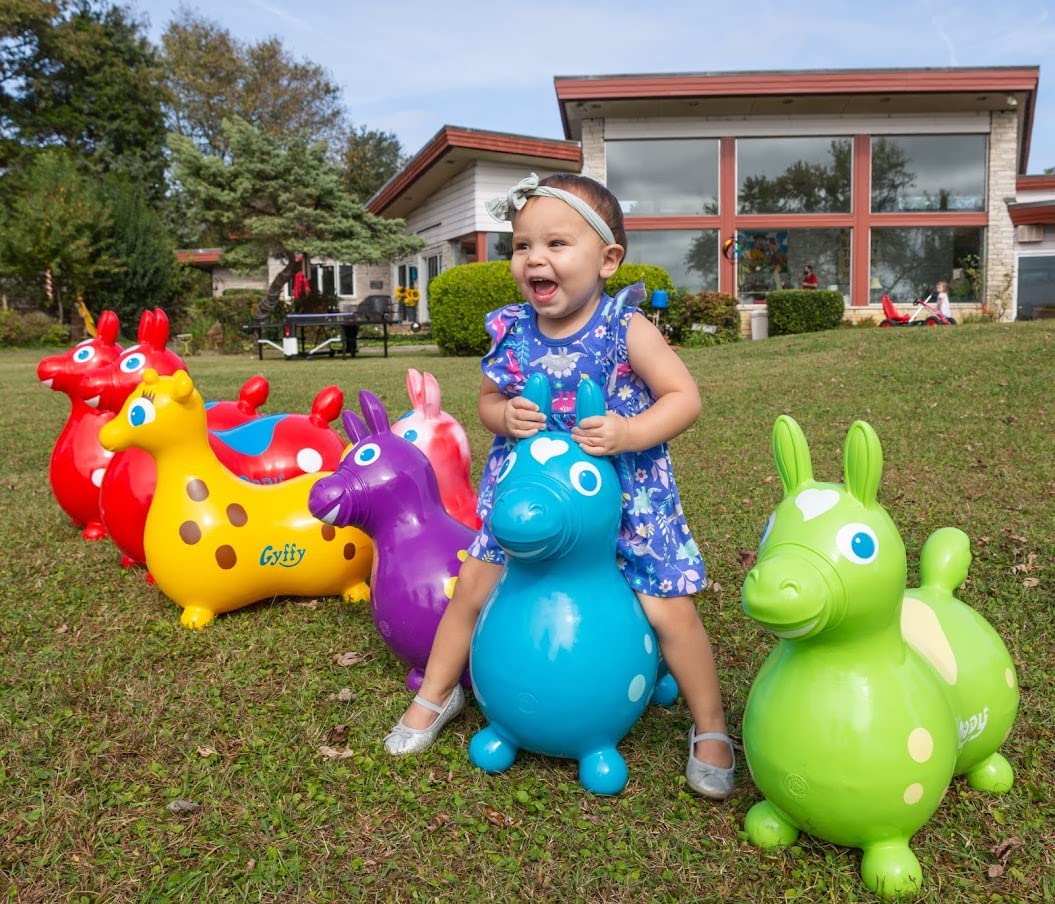 Gymnic Rody Teal side view shows safe rounded seat for beginners