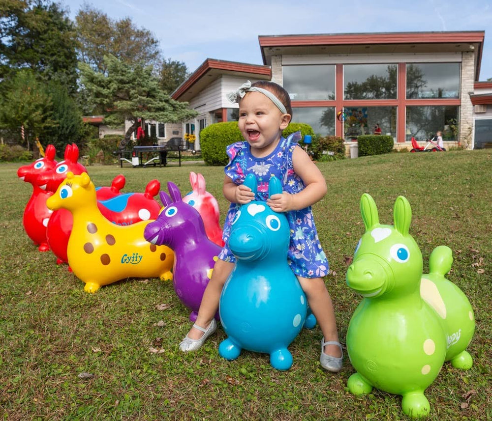 Gymnic Rody Teal side view shows safe rounded seat for beginners