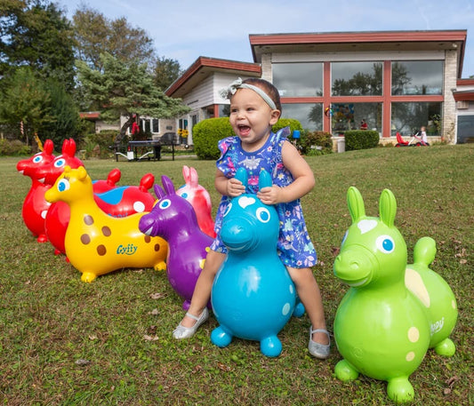 Gymnic Rody Teal side view shows safe rounded seat for beginners