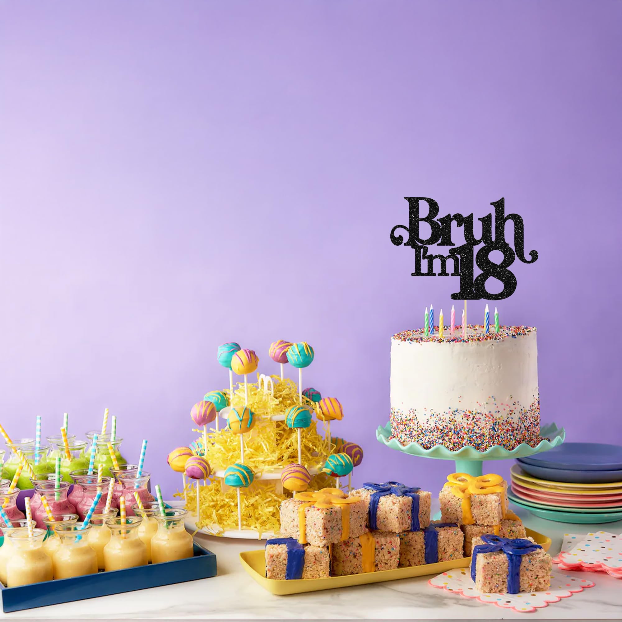 Gyufise-18th-party-decor-cake-topper adds sparkle to any dessert.