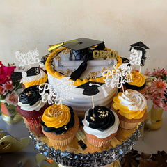 Gyufise glitter-card stock toppers are durable and reusable for future celebrations.