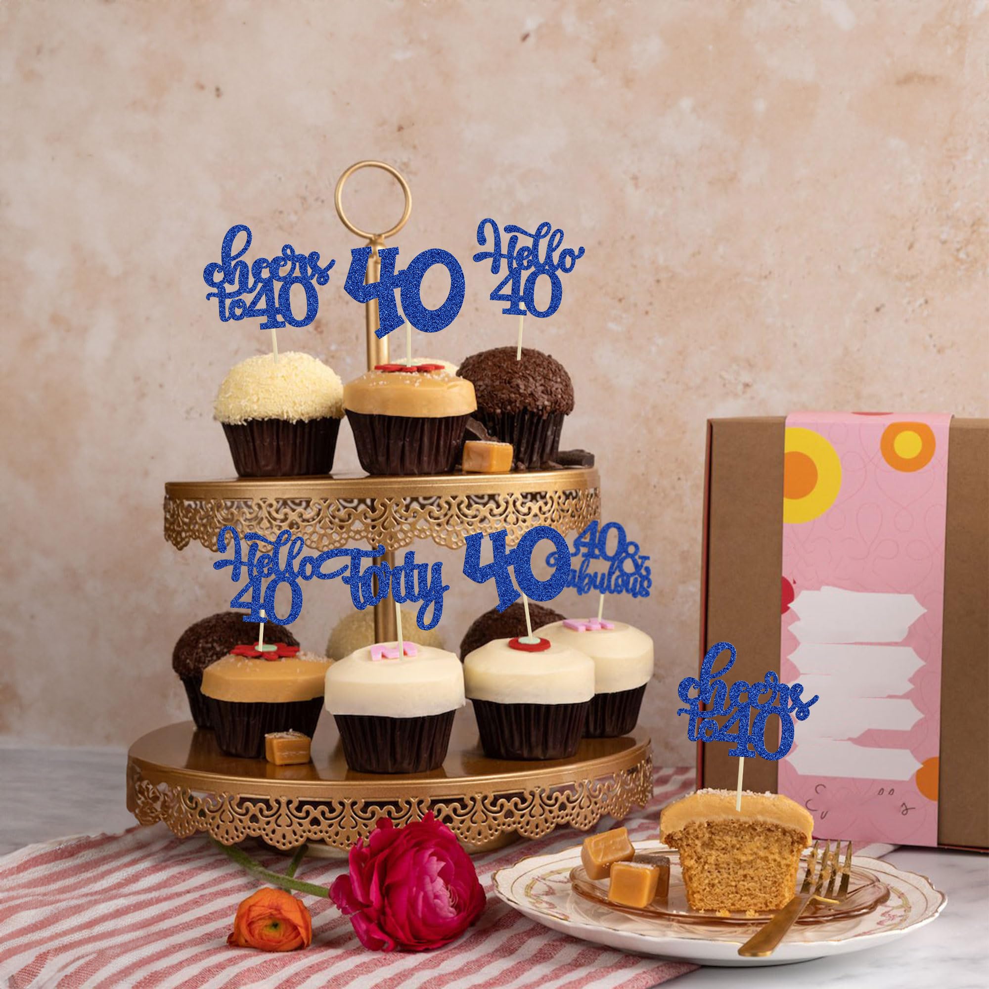 Gyufise 40th birthday theme toppers enhance anniversary celebration visuals.