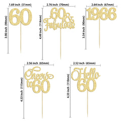 Gyufise 60th birthday cupcake toppers assembled ready to insert into cakes