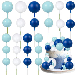 Gyufise blue ball cake toppers in 2.5cm for festive dessert styling.