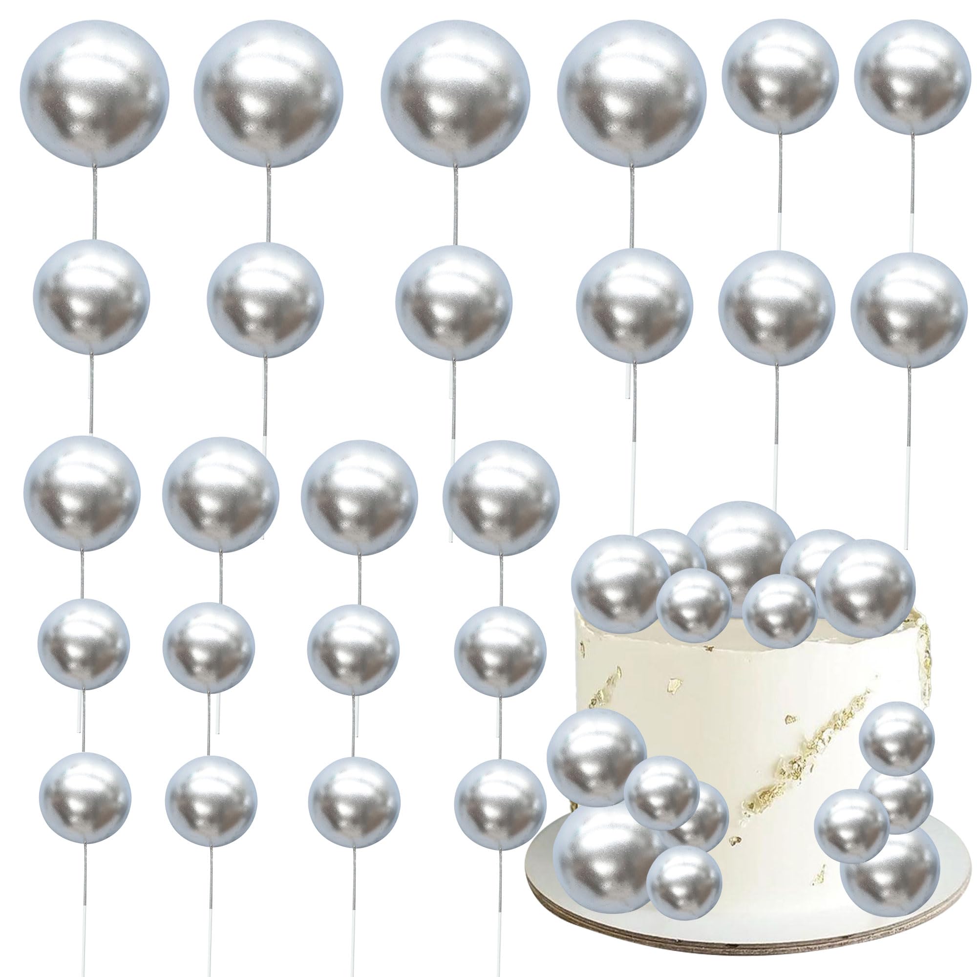 Gyufise ball cake topper 2.5cm in pink-gold-white adds festive layers to cake