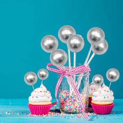 Gyufise ball cake topper 2.5cm silver for modern dessert decor