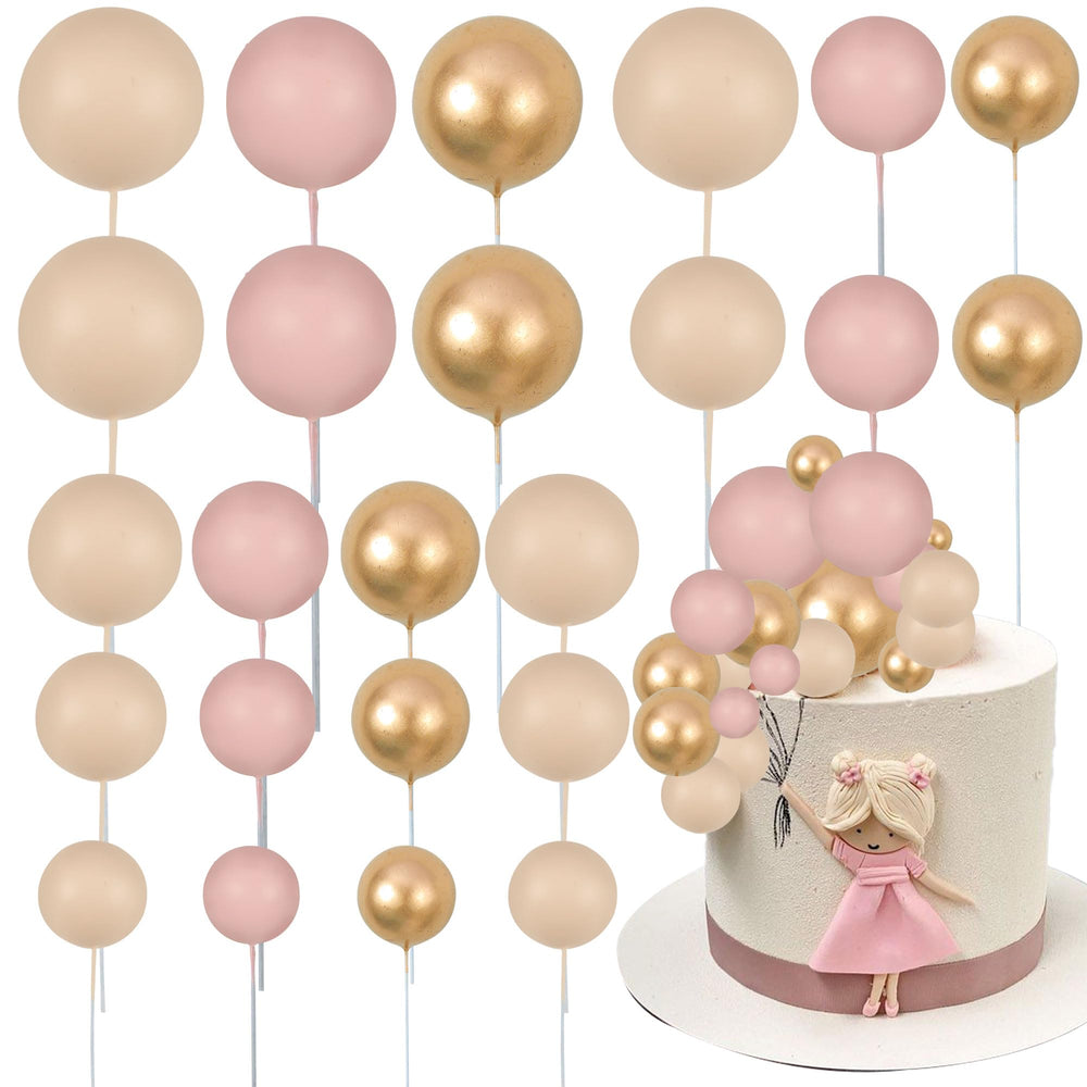 Gyufise ball cake topper in apricot gold 2.5 cm adds playful color to cupcakes.