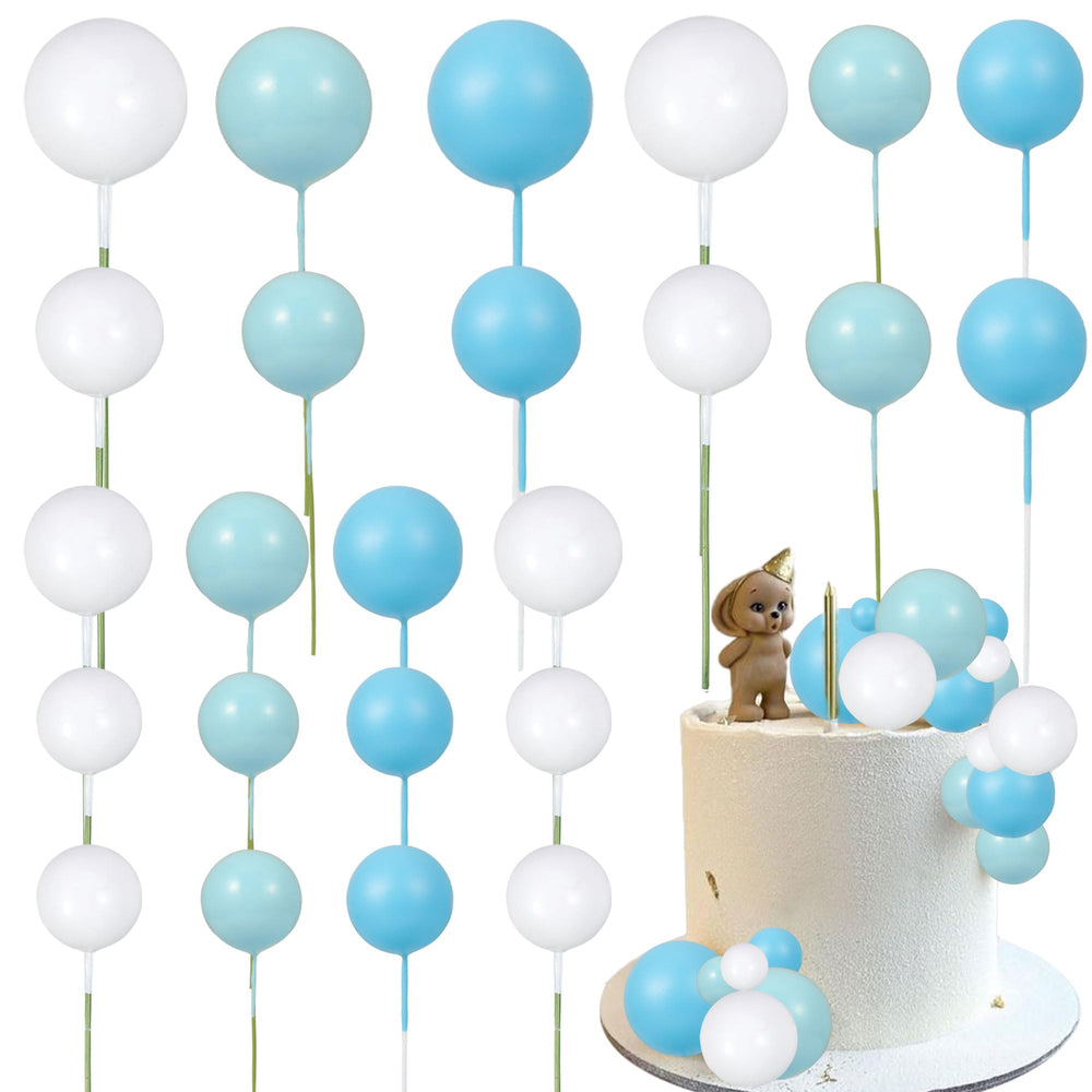 Gyufise deep blue foam ball cake topper adds bold color to cupcakes.