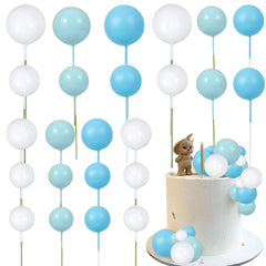 Gyufise deep blue foam ball cake topper adds bold color to cupcakes.