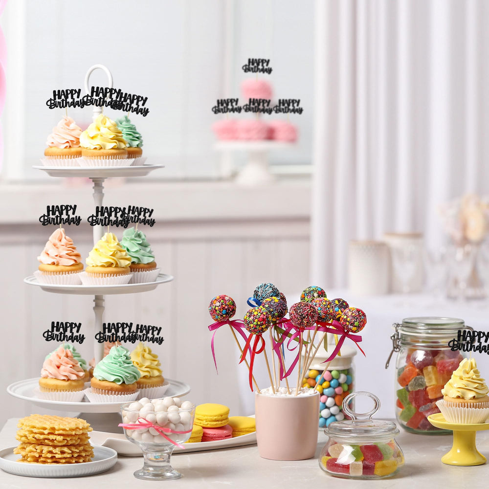 Gyufise birthday party decoration topper elevates cupcakes and desserts.