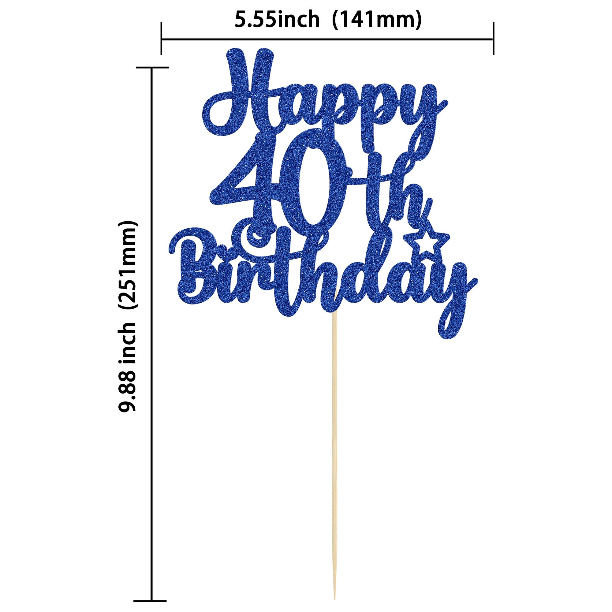 Gyufise blue glitter topper for cakes; adds festive sparkle.