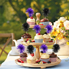 Gyufise bold black purple cake toppers elevate celebratory cake styling.
