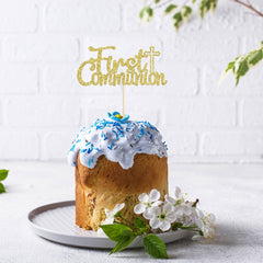 Gyufise christening and baby shower cake topper adds graceful sparkle.