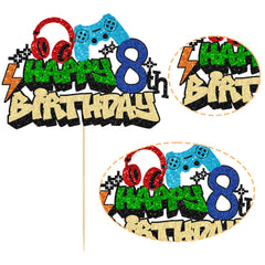 Gyufise controllers graphic cake topper evokes arcade nostalgia.