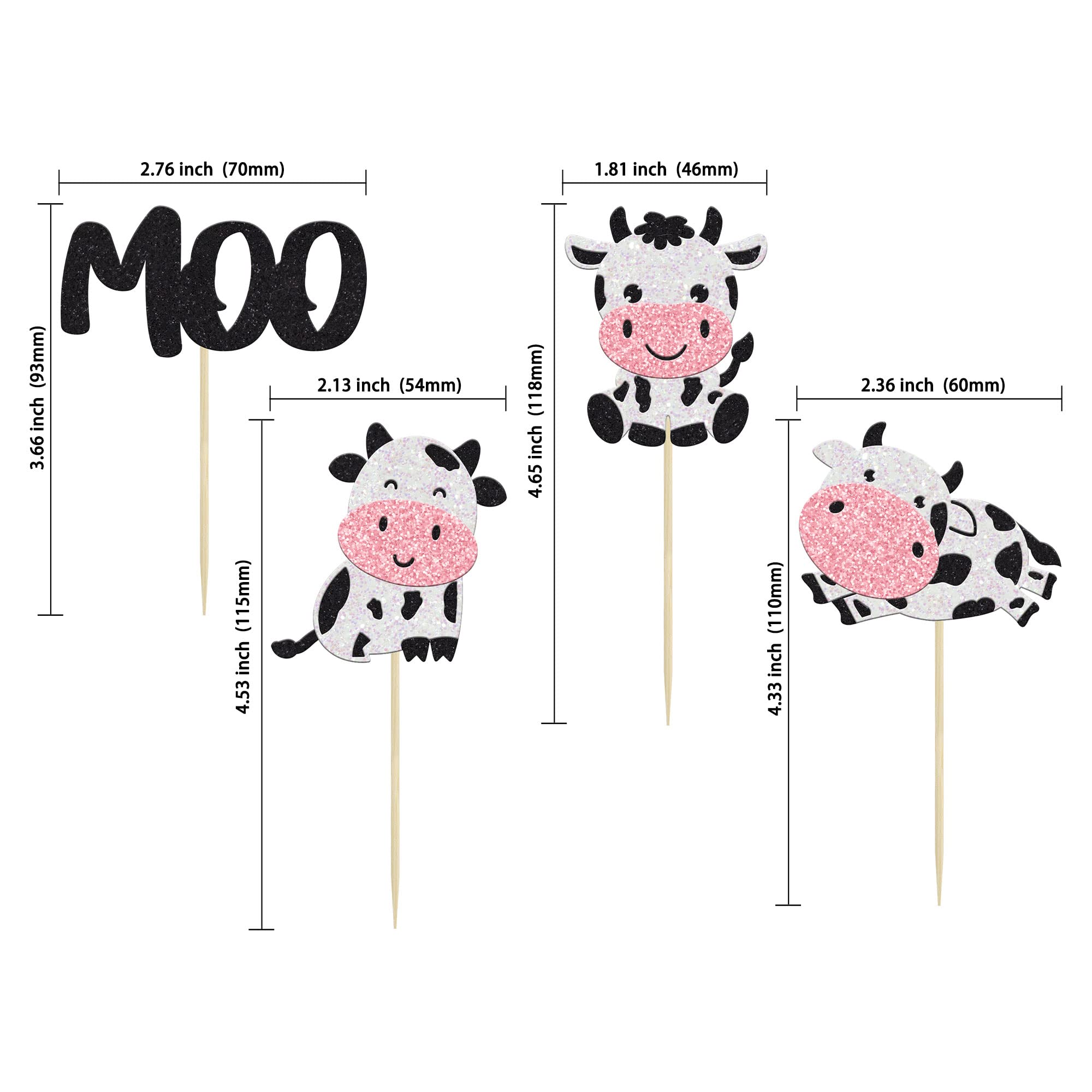 Gyufise cow cupcake toppers on cake decoration