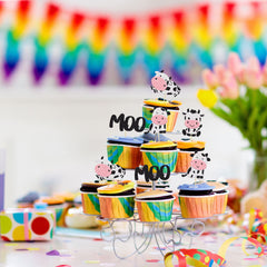 Gyufise cow cupcake toppers farm-theme party decor