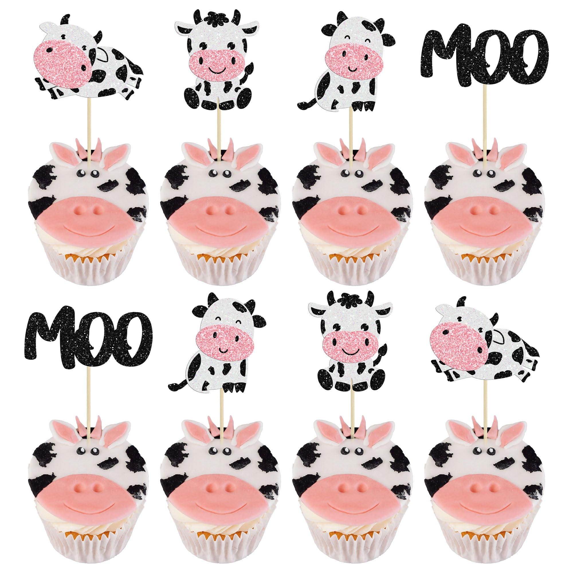 Gyufise cow cupcake toppers pack assembled for easy cake decorating