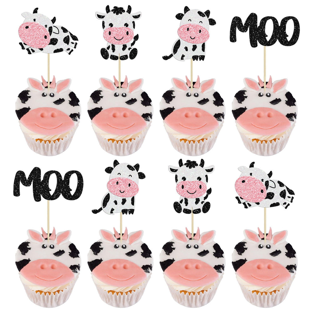 Gyufise cow cupcake toppers pack assembled for easy cake decorating