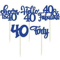 Gyufise deep blue glitter topper design adds stylish party flair.