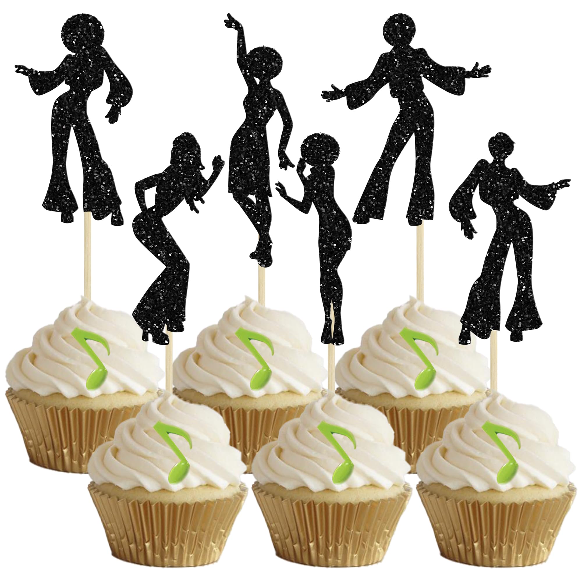 Gyufise disco dancing cupcake toppers for easy cake decorating at parties.