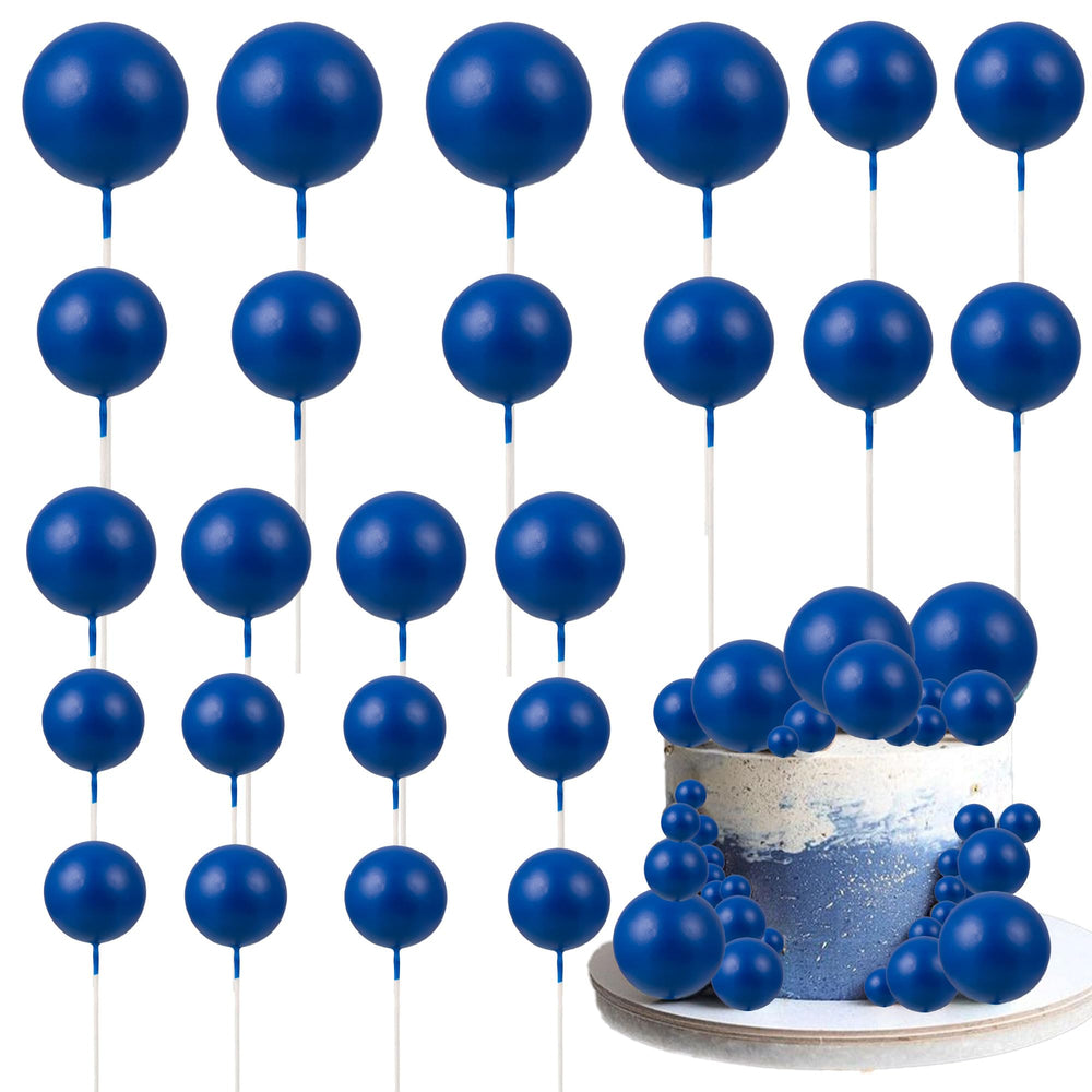 Gyufise royal blue foam ball cake toppers add playful height to cupcakes