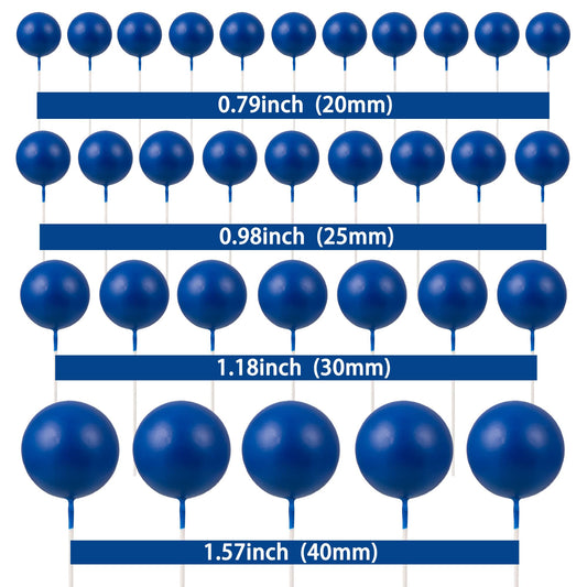 Gyufise royal blue 3cm foam ball toppers decorate wedding cupcakes elegantly
