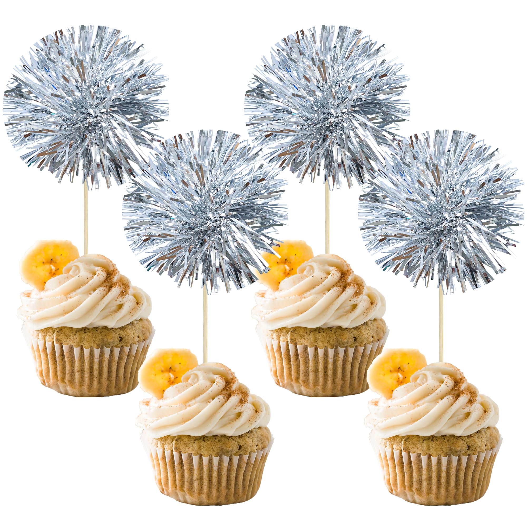 Gyufise foil firework cupcake toppers assembled for quick cake decorating.
