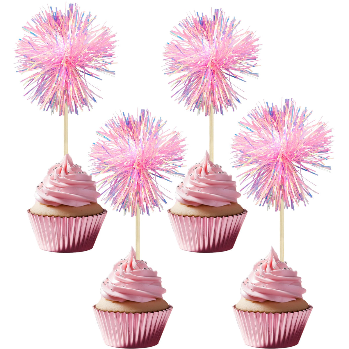 Gyufise foil firework cupcake toppers assembled add instant sparkle to desserts.