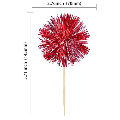 Gyufise dark red foil firework toppers add sparkle for birthdays