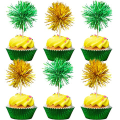 Gyufise foil firework cupcake toppers, assembled, add sparkling flair to cakes.