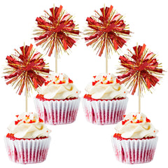 Gyufise foil firework cupcake toppers add festive sparkle to cupcakes and desserts.