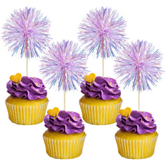 Gyufise foil firework toppers in laser purple add eye-catching cake sparkle.