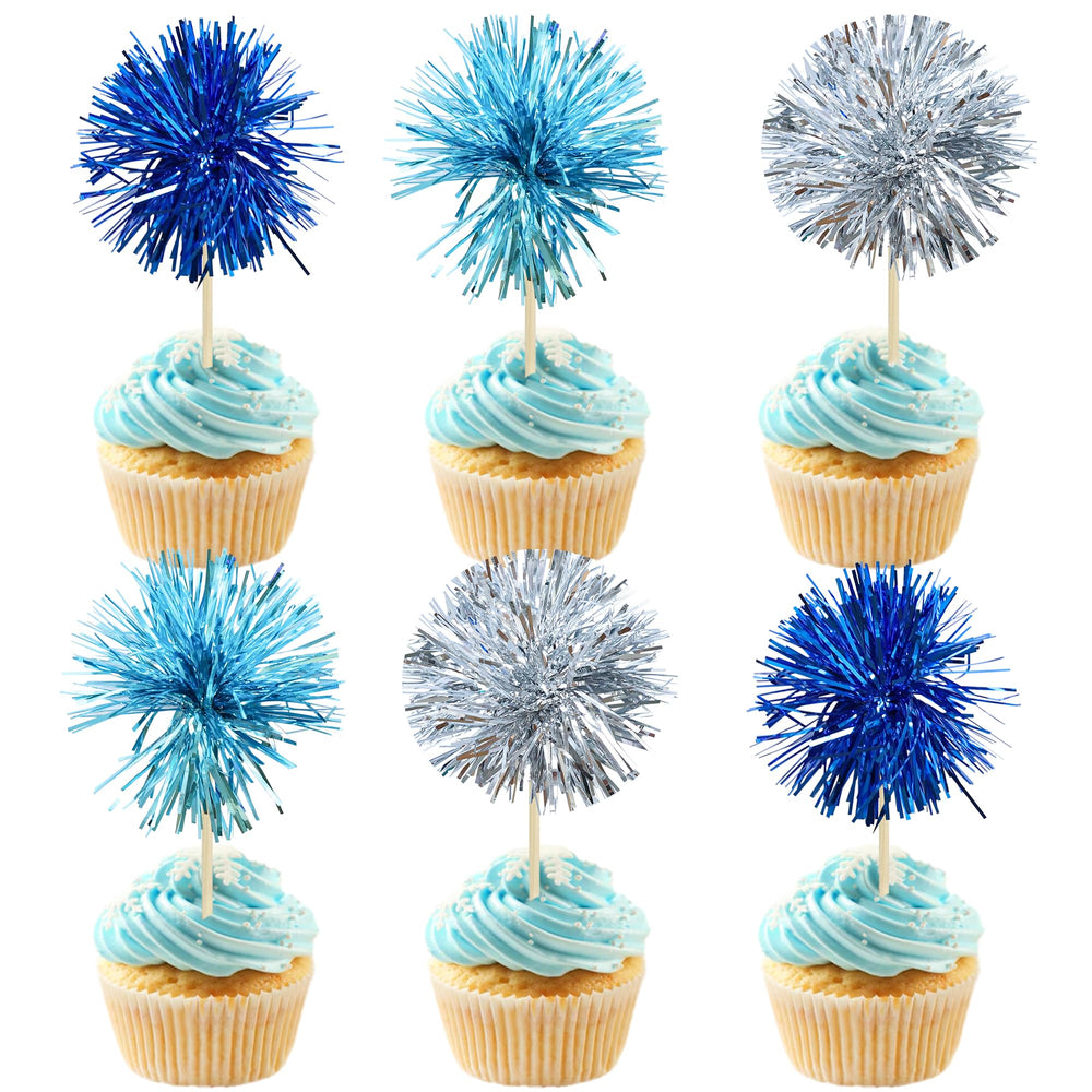 Gyufise foil firework cupcake toppers decorate desserts with festive sparkle.