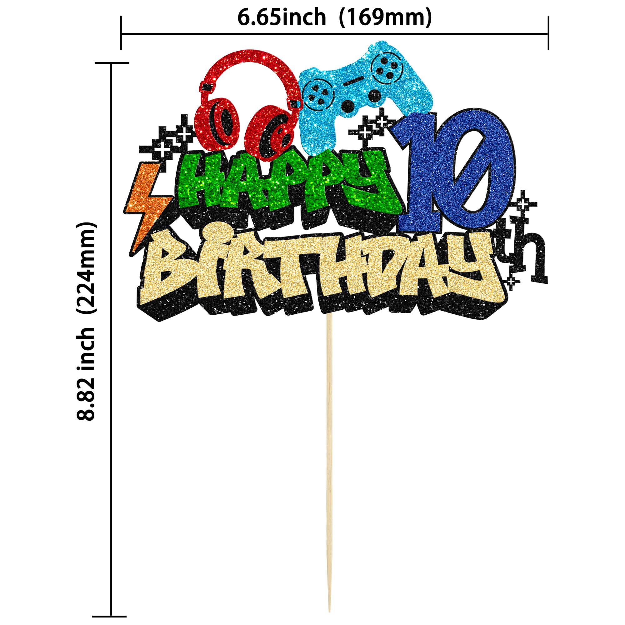 Gyufise game-on controllers cake pick enhances party vibes on birthday cake.